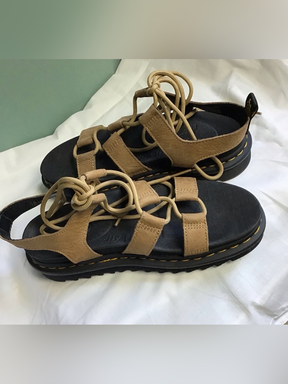 Dr. Martens Women’s Tan Lace-Up Platform Sandals - Picture 7 of 9